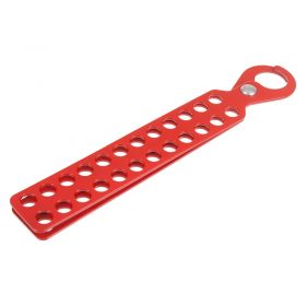 Red Powder-Coated Steel Lockout Hasp - 24 Padlock Holes