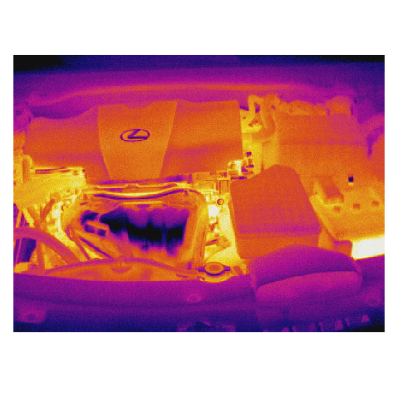 Thermal image of a car engine.
