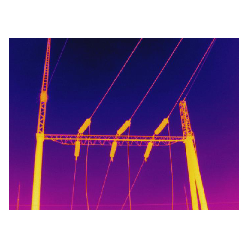 Thermal image of electricity lines.