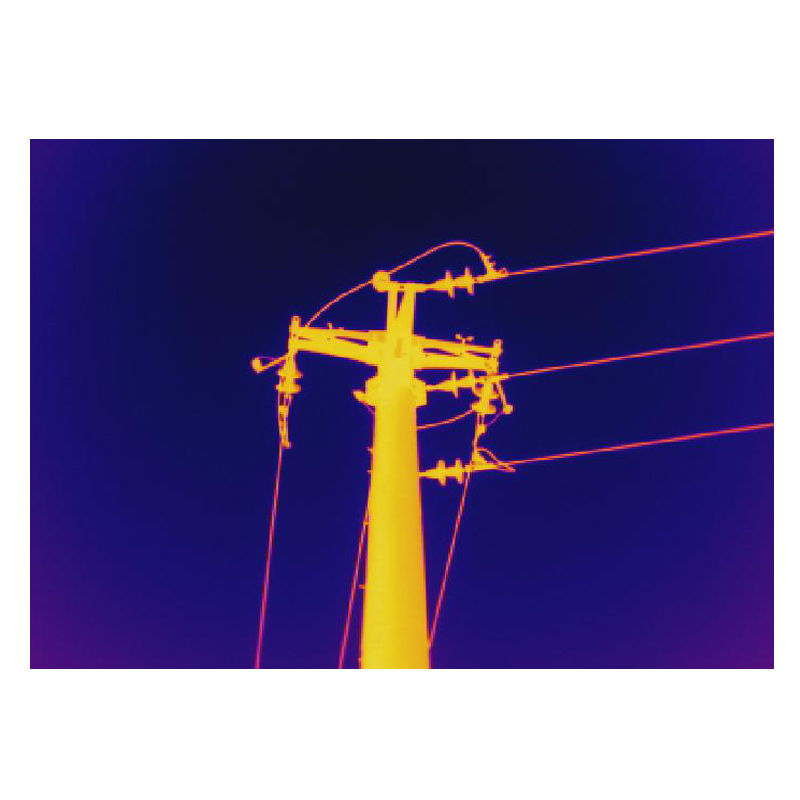 Thermal image of electricity lines.