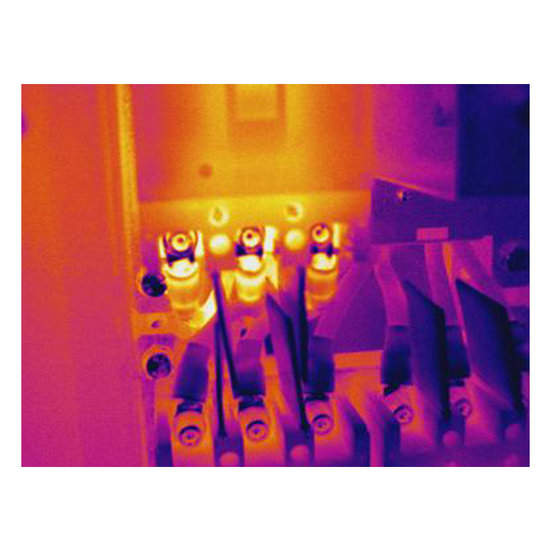 Thermal image of electrical components.