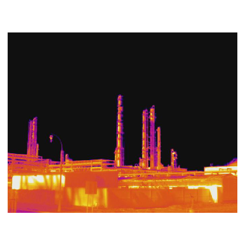 Thermal image of an industrial plant.