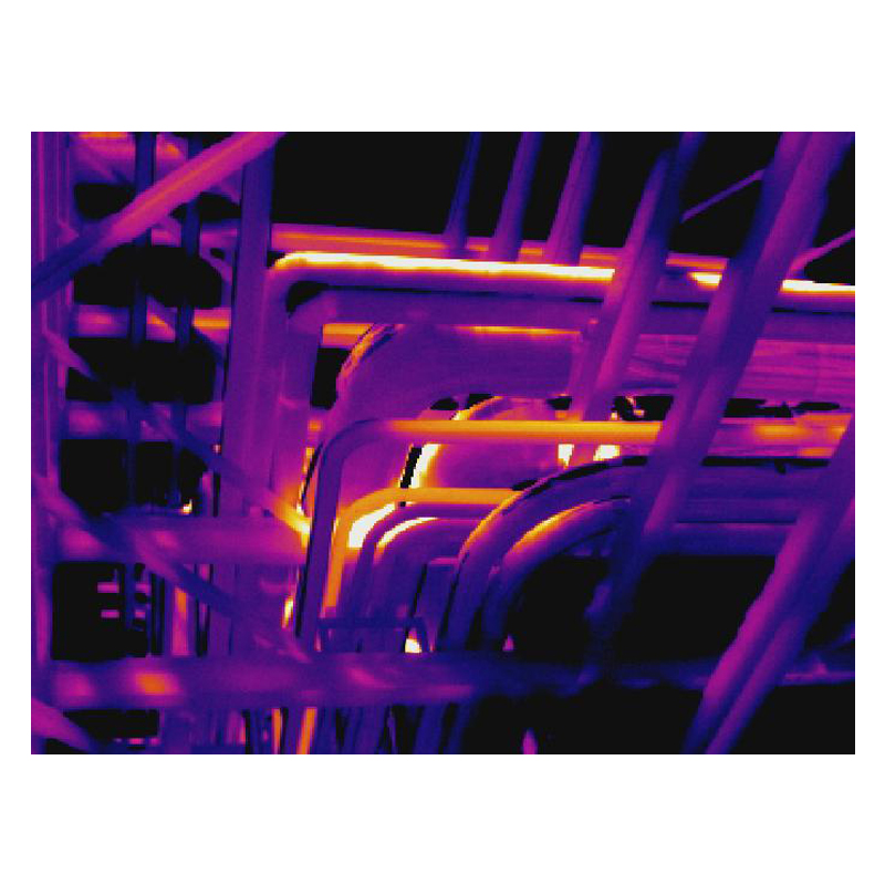 Thermal image of pipes on an industrial plant.