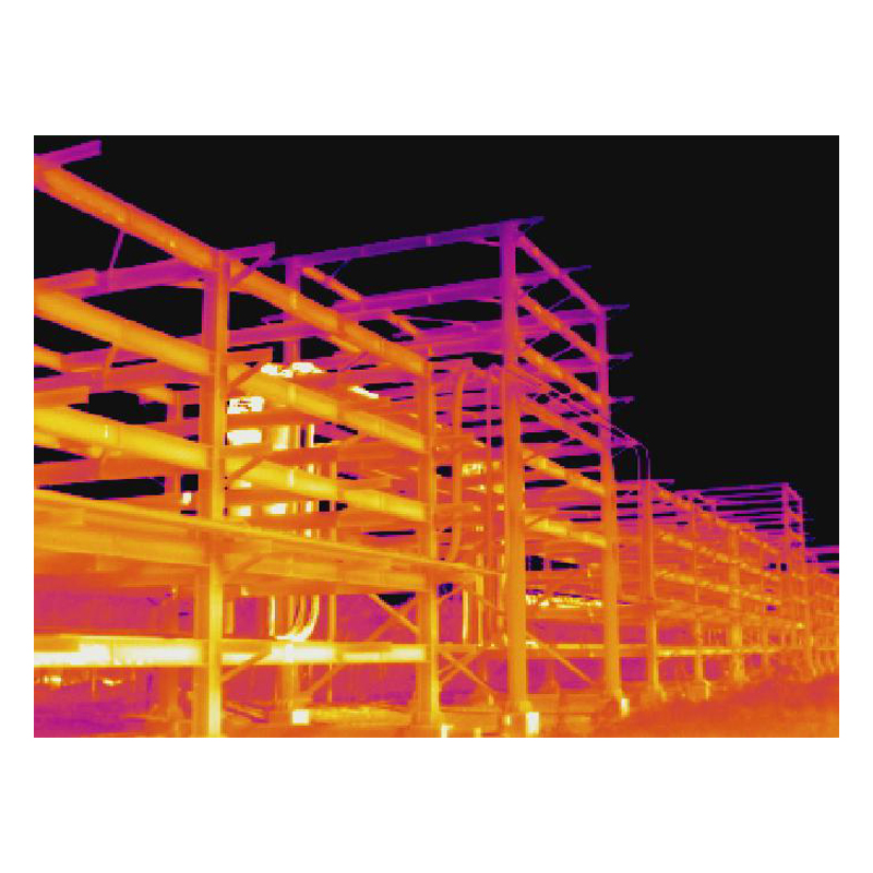 Thermal image of structures on an industrial plant.