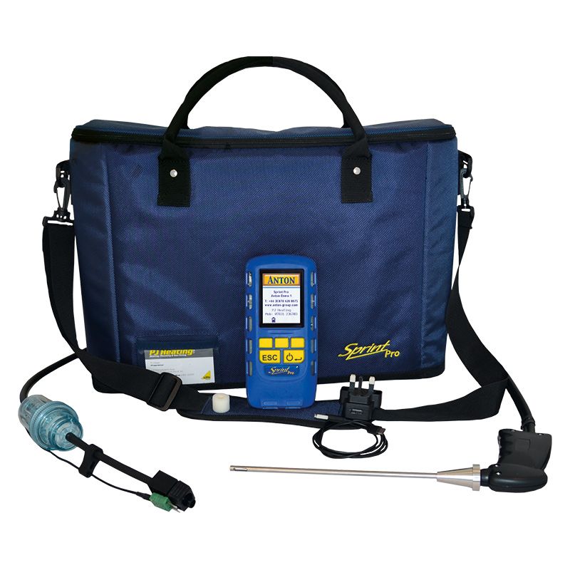 Anton Sprint Pro1 Multifunction Flue Gas Analyser with probes and blue soft case. 