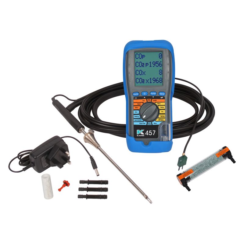 Kane 457 Flue Gas Analyser with probes and charger. 