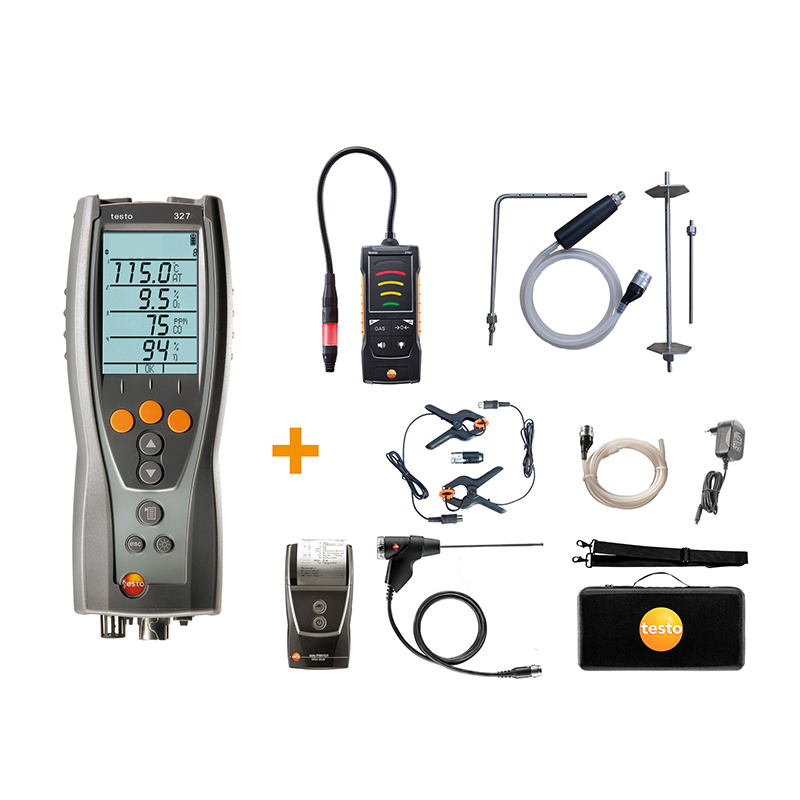 Testo 327-1 Flue Gas Analyser Advanced Kit, 316i Gas Leak Detector, & CPA1 Probe Set