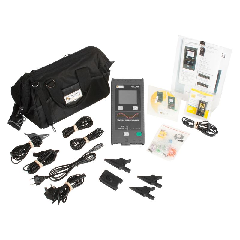 Image of the Chauvin Arnoux PEL103 Power/Energy Logger  & standard accessories 