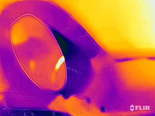 Thermal image of a car exhaust. 