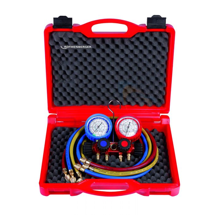 Rothenberger 170602 4 Way II Plus Manifold Set, Installer Aid with Hoses (for R22, R134A, R407C, R404A) 1