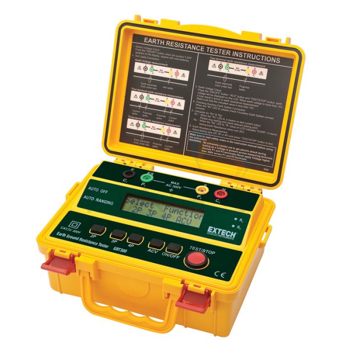 Extech GRT300 4 Wire Earth Ground Resistance Tester Kit