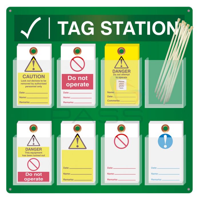 Lockout Tags Station Wall Mounted with 8 Pockets 143mm x 80mm