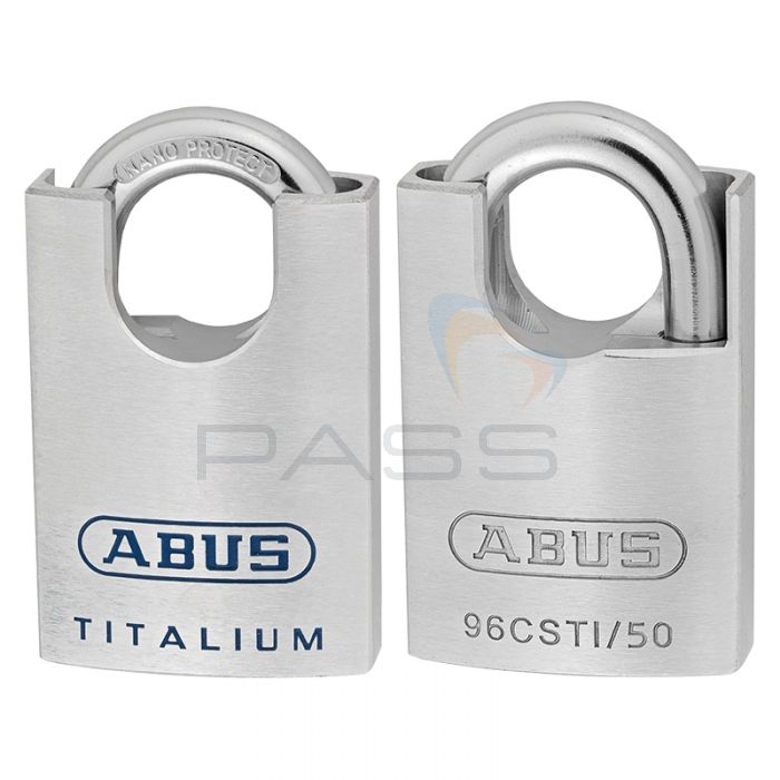 ABUS 96CSTI/50 TITALIUM™ Padlocks with Shackle Guard - Front and Back View