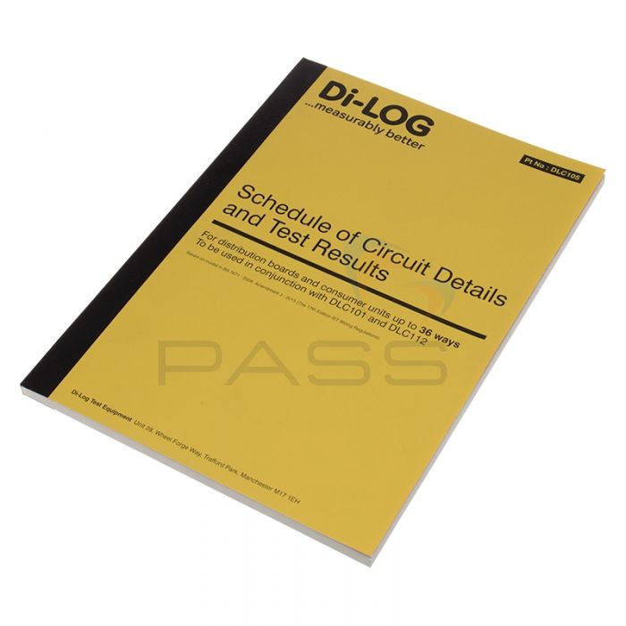 DiLog DLC105 Schedule of Circuit Details & Test Results Book - 36 Ways