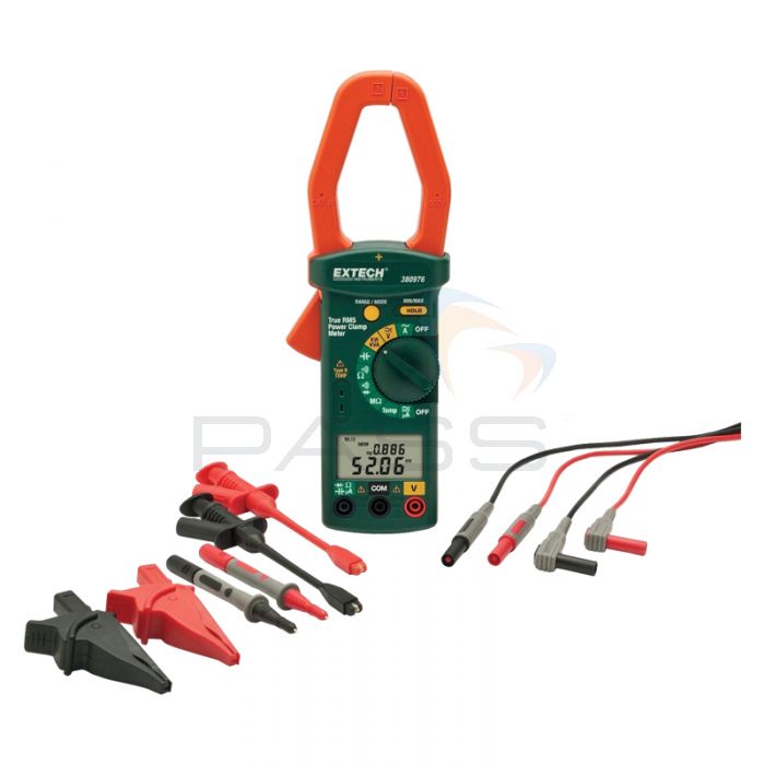Extech 380976 K Single Phase Three Phase 1000A AC Power Clamp Meter Kit