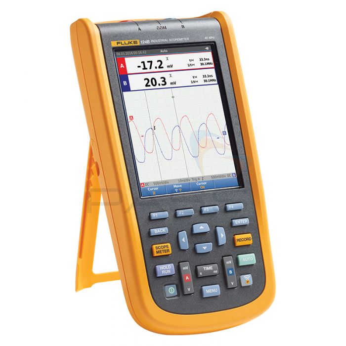 Fluke 124B 2-Channel, 40MHz ScopeMeter Handheld Digital Oscilloscope with Kickstand