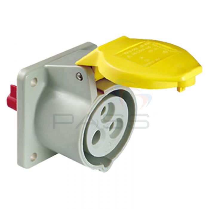 110V Yellow Panel Socket - 16A, 2P+E