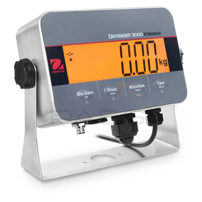 Ohaus Defender 3000 i-DT33XW-GB EZ Stainless Steel Washdown Indicator - Angled 