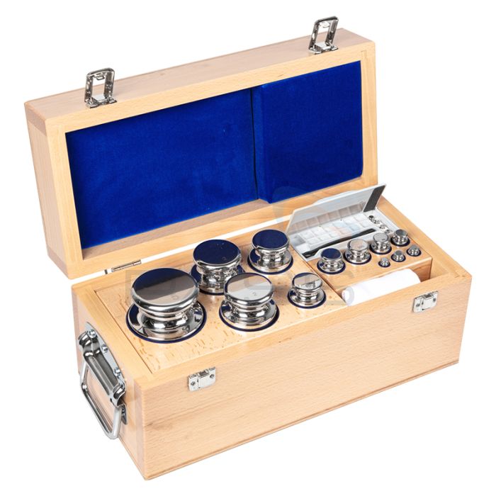 Kern 314-09 Weight set, E2, 1 g - 10 kg, Knob, Stainless Steel Polished (OIML), in Wooden Case