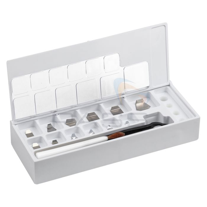 Kern 338-22 Set of Milligram Weights, F2, 1 mg - 500 mg, Platelet, Stainless Steel Polished (OIML), in Plastic Case
