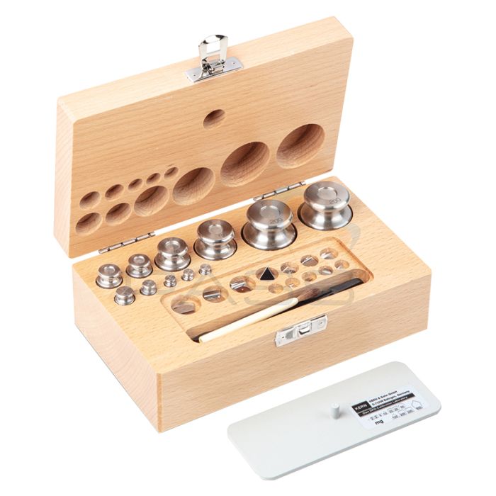 Kern 343-04 Weight Set, M1, Knob, Stainless Steel Fine Turned (OIML), in Wooden Case, 1 mg - 200 g

