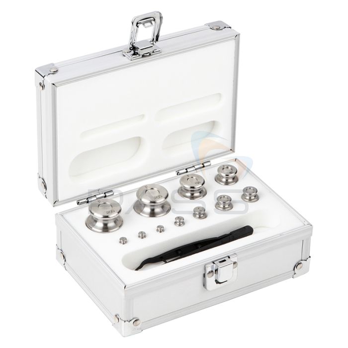 Kern 344-046 Weight Set, M1, 1 g - 200 g, Knob, Stainless Steel Fine Turned (OIML), in Aluminium Case 1 g - 200 g
