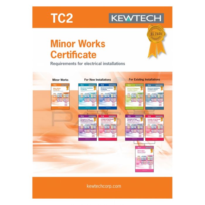 Kewtech Minor Works Cert - 40 sheets