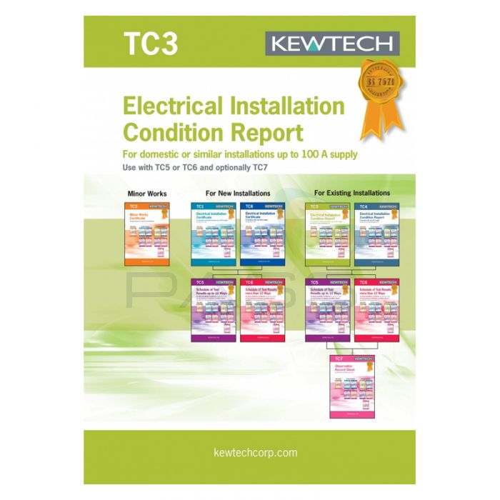 Kewtech TC3 Electrical Installation Condition Report for up to 100a Supply 