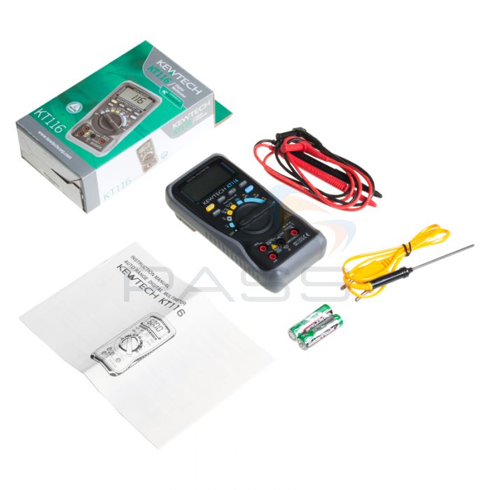 Kewtech Digital 600V & 10A AC-DC Multimeter with Temperature Measurement KIT