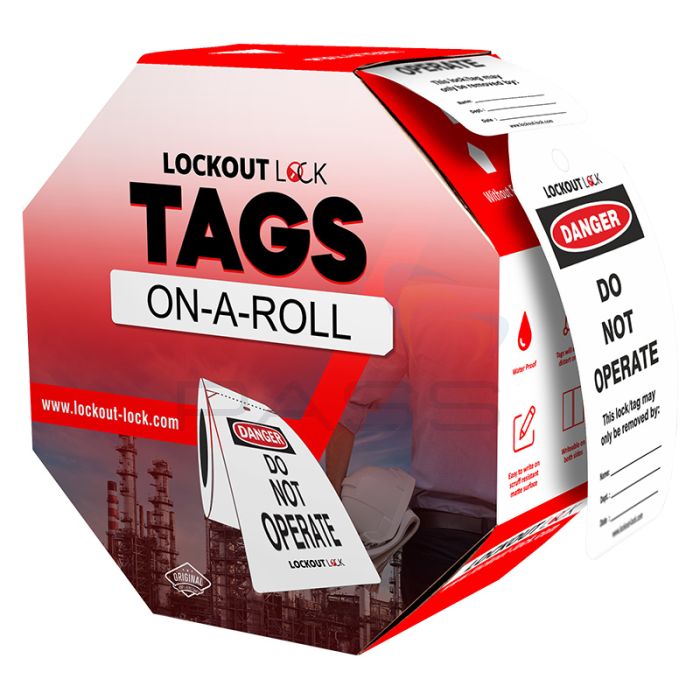 Lockout Lock LT-TORP-T1-POL Lockout Tags on Roll (Polyester) - roll of 100