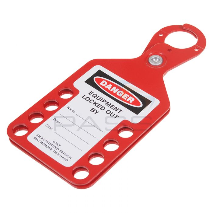 Red 8 Hole Tag and Hasp - Back