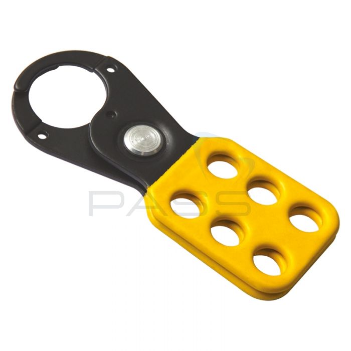 Vinyl-Coated Yellow/Black Small Lockout Hasp 