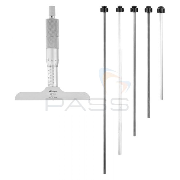 Mitutoyo Series 129 Depth Micrometer with Interchangeable Rods