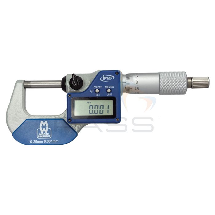 Moore & Wright MW203-01DABI Digital External Micrometer, IP65, 0-25mm

