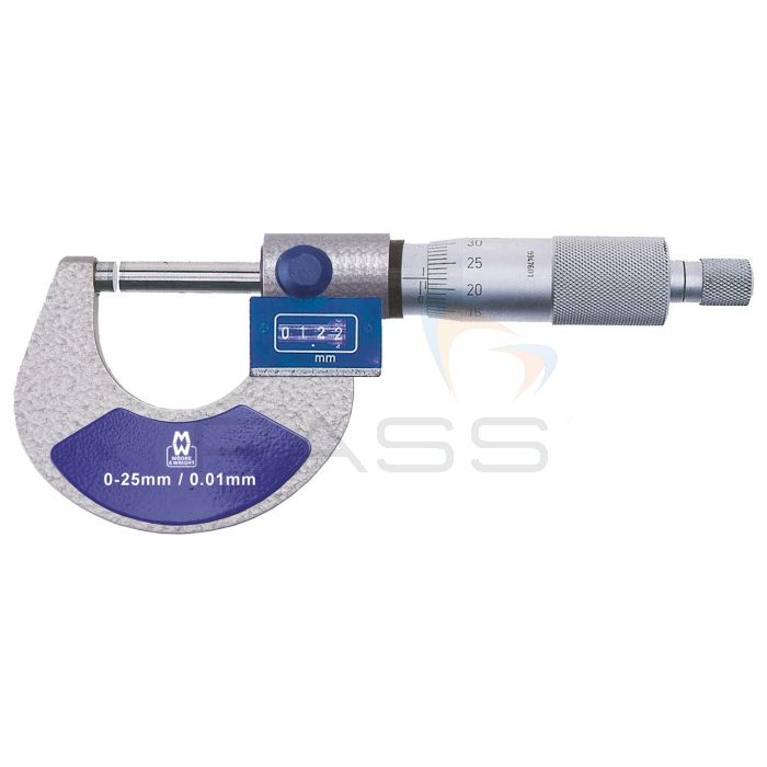 Moore & Wright MW230-01MDB Mechanical Digit Outside Micrometer, 230 Series - Metric, 0-25mm
