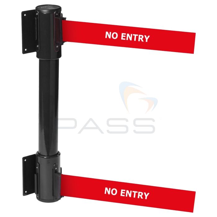 OBEX Wall Mounted Twin Belt Barrier - NO ENTRY, Black Finish