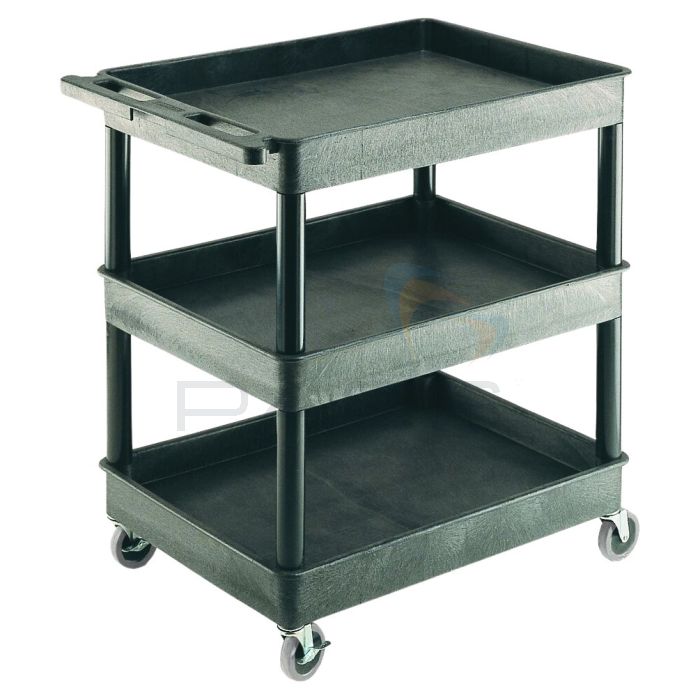 ProPlaz GI337L Superstrength Plastic Multi-Purpose Trolley, Black, 3 Trays, 920mm
