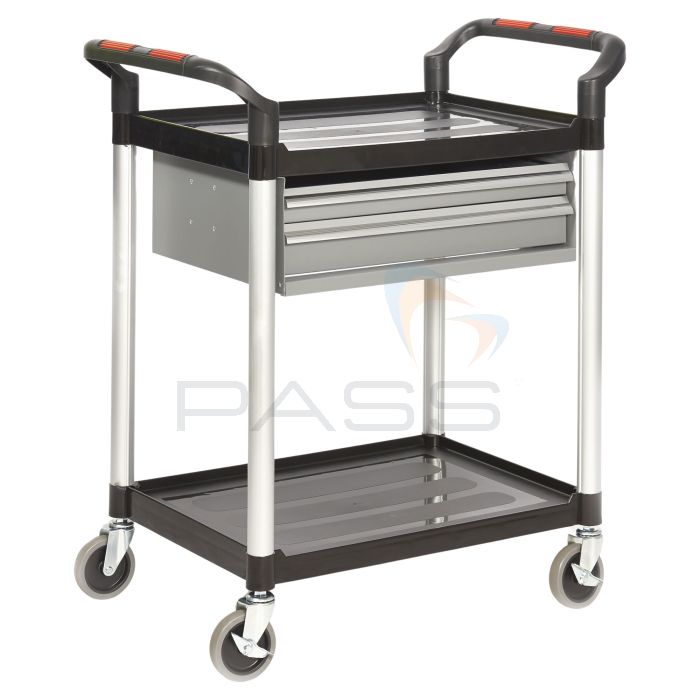 ProPlaz HI292Y Shelf Trolley, 2 Shelves with Two Steel Drawers