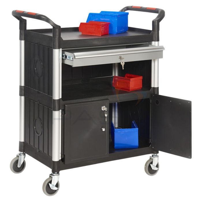 ProPlaz HI393Y Shelf Trolley with A Drawer & Cupboard
