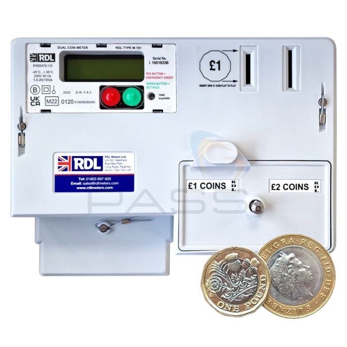 RDL M-101S 100A GBP £1 & £2 Coin Operated Electronic Meter