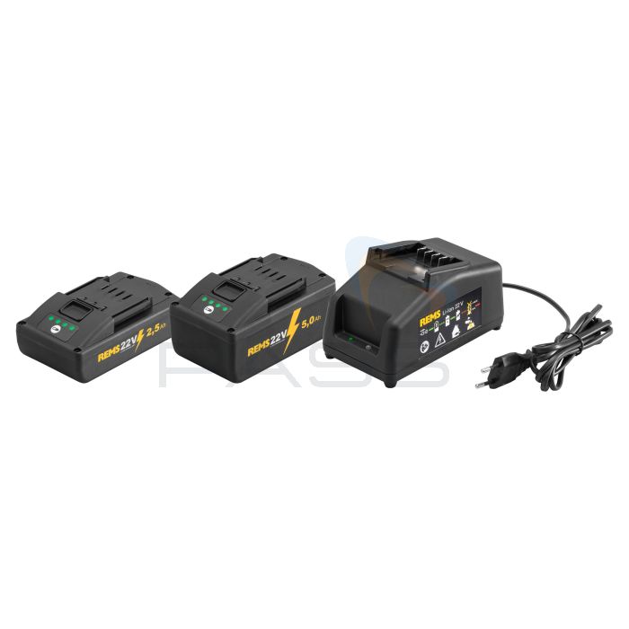 REMS 571059R220G Power-Pack 22V, Dual Battery Set with Charger