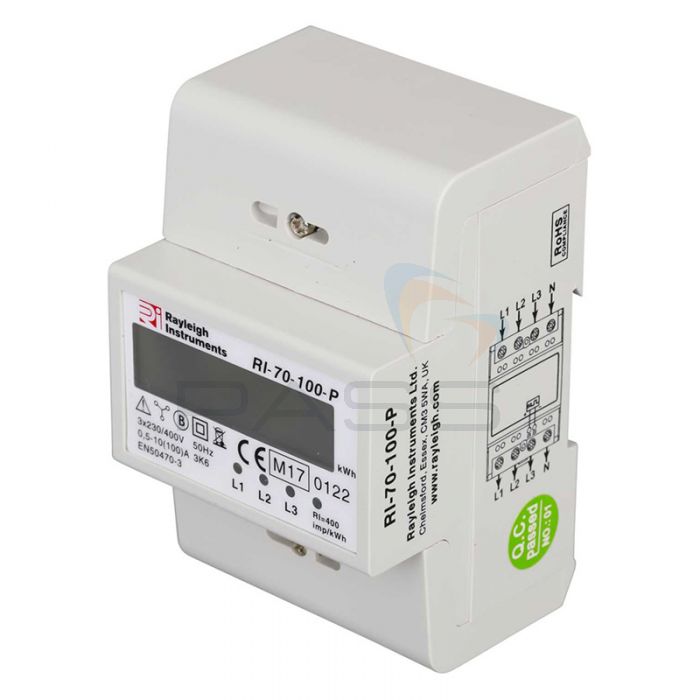 RDL RI-70-100-P 100A Three Phase Electronic Meter w/ LCD Display (Pulse Output, DIN Rail Mounted) 1