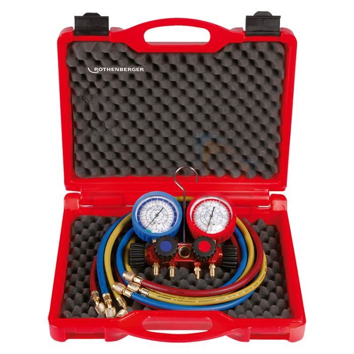 Rothenberger 170608 4 Way II Plus Manifold Set, Assembly Aid with Hoses