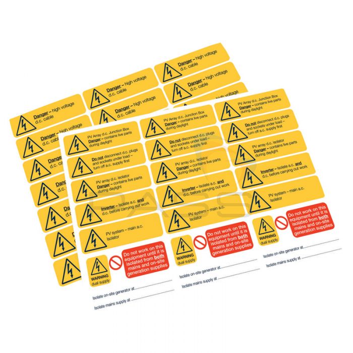 Seaward Solartag PV DC Warning Labels 396A953 