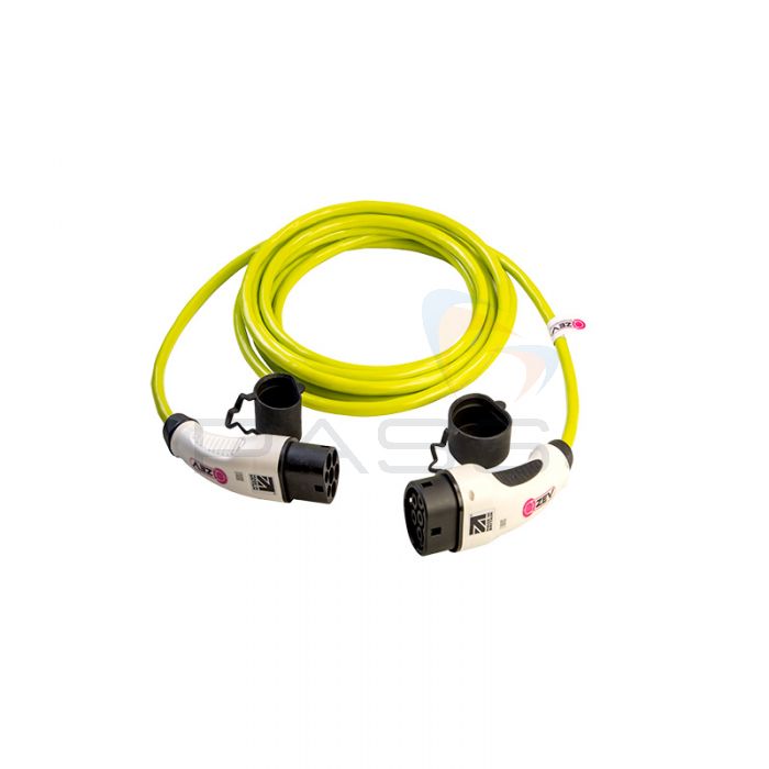 ZEV Type2-Type2, 32A, 3 Phase, Straight, Hi-vis Lime Green, 5m, 10m or 20m 1