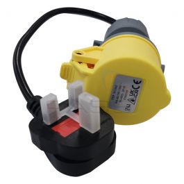 13amp Plug 32amp PAT Testing Adaptor Yellow 110v Socket to 3 Pin 