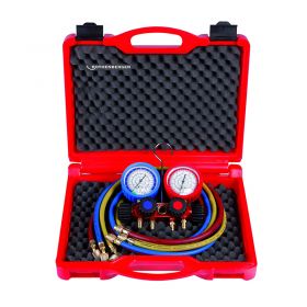 Rothenberger 170602 4 Way II Plus Manifold Set, Installer Aid with Hoses (for R22, R134A, R407C, R404A)