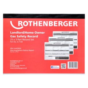 Rothenberger 67108 Gas Safety Certificate Record Pad