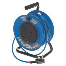 230V Extension Cable Reel - 25m Length, 2 x 13A Sockets, 3x1.5mm Cable