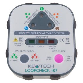 Kewtech LOOPCHECK 107 Mains Socket, Loop, RCD and Polarity Tester